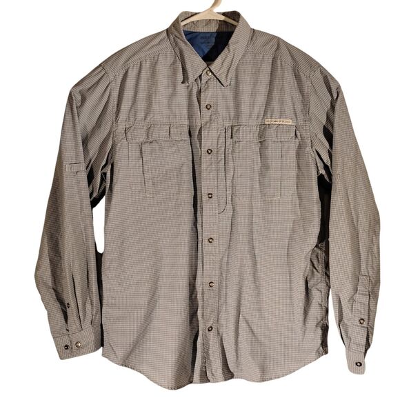 ExOfficio shirt mens L Large blue plaid insect shield snap vented fishing outdoo - Picture 1 of 10
